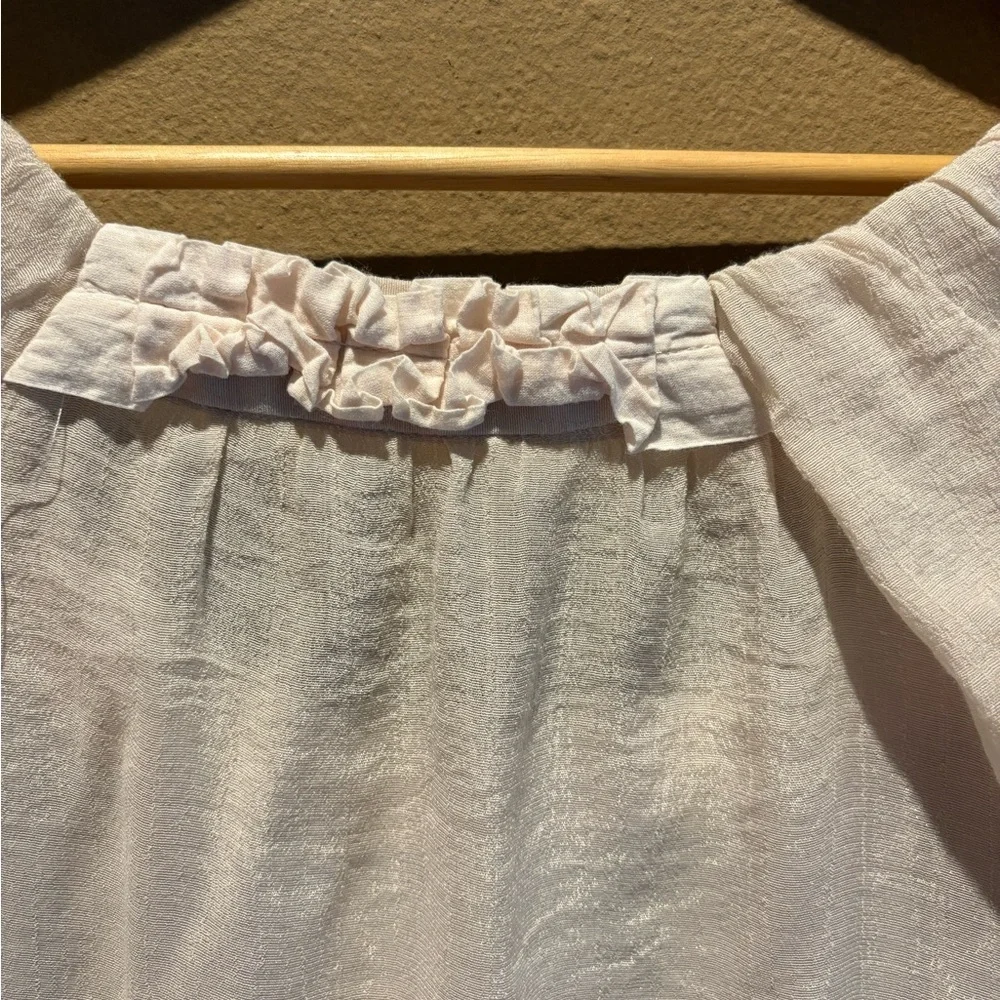 Anthropologie Solitaire sil blend floral appliqué ruffle puff sleeve blouse